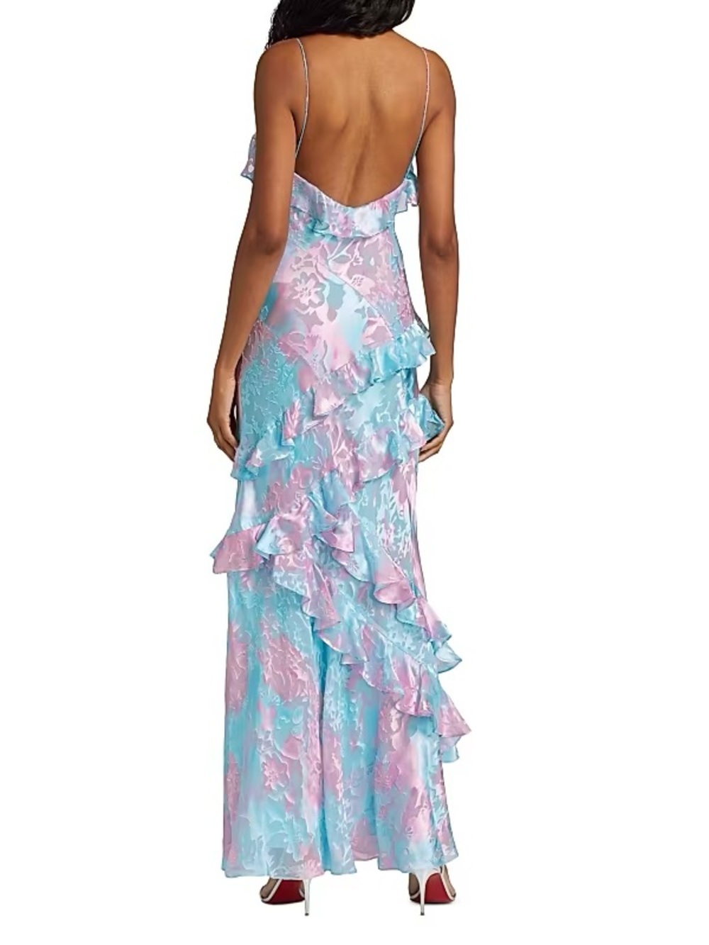 NWT LoveShackFancy Rialto cotton candy swirl Floral silk blend Ruffle maxi 12 - Picture 3 of 9